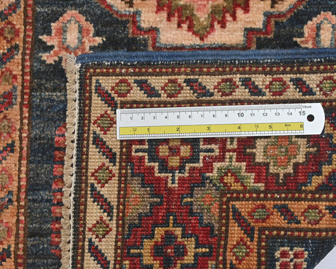 2x3 Gray Kazak Afghan Hand Knotted Wool Area Rug